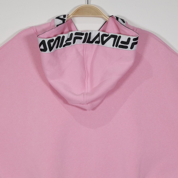 Fila Women's Long Sleeve Adjustable Hem Logo Fleece Cropped Hoodie Pink Size 1X - Picture 5 of 8